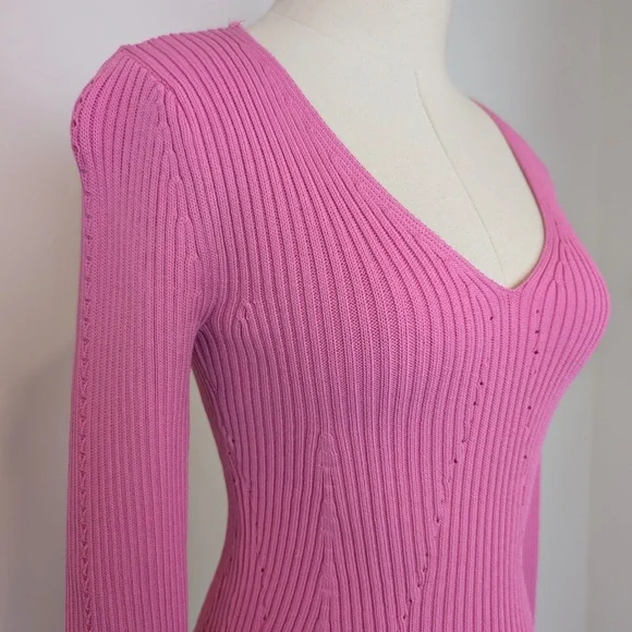 Endless Rose Pink Knit Top Size XS Long Sleeve Ribbed - Picture 2 of 12